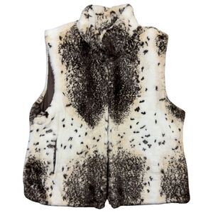 Elegant Faux Fur Vest - Black and White
